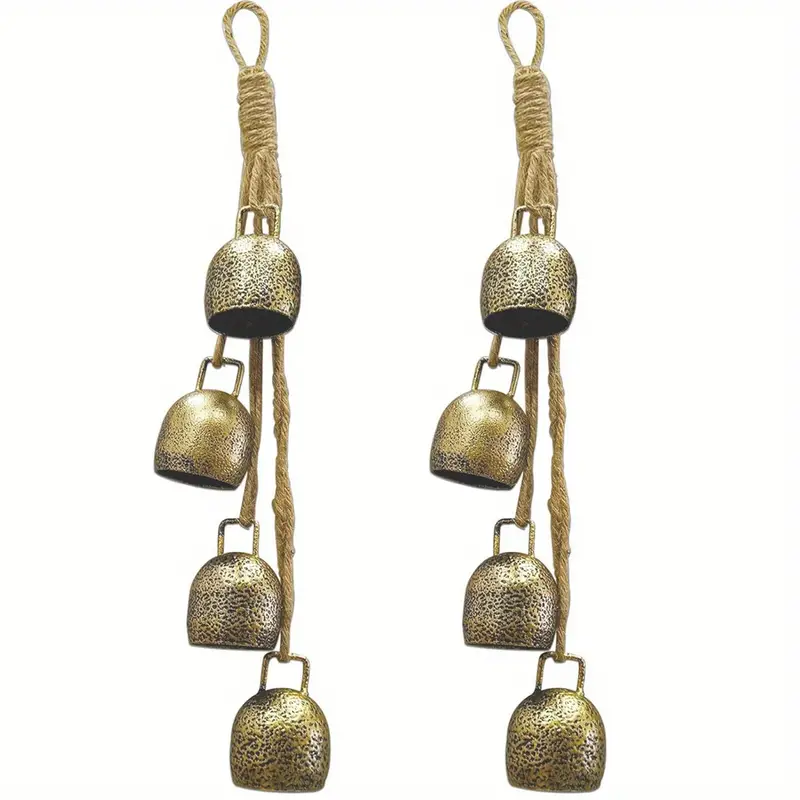 1pc Vintage Metal Hanging Bells, Decorative Cast Iron Cow Bells,  Handcrafted Hemp Rope Vintage Bell Wind Chimes, Front Door Bells Hanging  Decor
