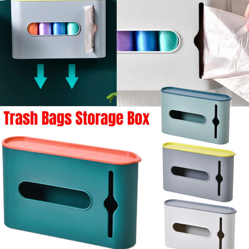 Wholesale Punch-free garbage bag storage box put plastic bag collector wall  hanging kitchen convenient bag removable sorting box From m.