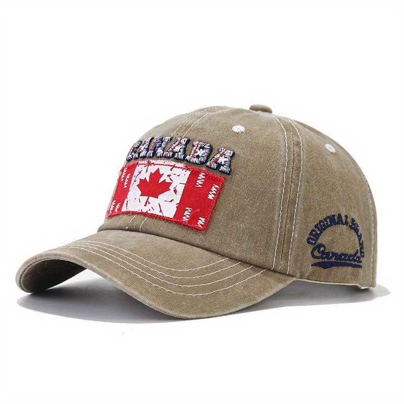 Baseball Cap Men - Adjustable Baseball Caps Vintage Maple Leaf Dad Hats  Canada Baseball Cap Washed Cotton Outdoor Sports Cap