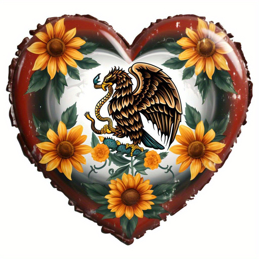 Heart shaped Mexican Flag With Sunflower Iron on Stickers - Temu