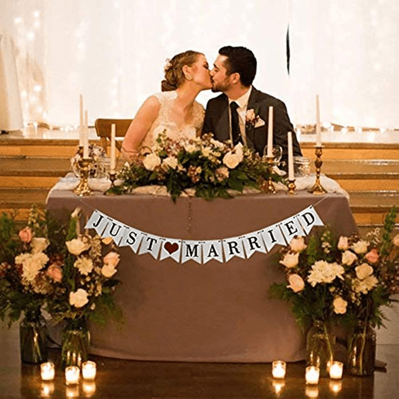 1pc, Just Married Vintage Banner - Perfect for Wedding, Bridal Shower, and  Home Decor - Festive and Elegant Garland for Photo Booth and Party Decorati