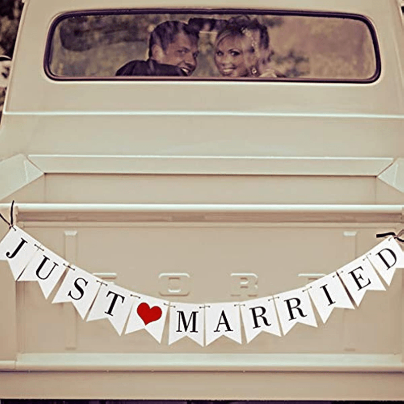 1pc, Just Married Vintage Banner - Perfect for Wedding, Bridal Shower, and  Home Decor - Festive and Elegant Garland for Photo Booth and Party Decorati