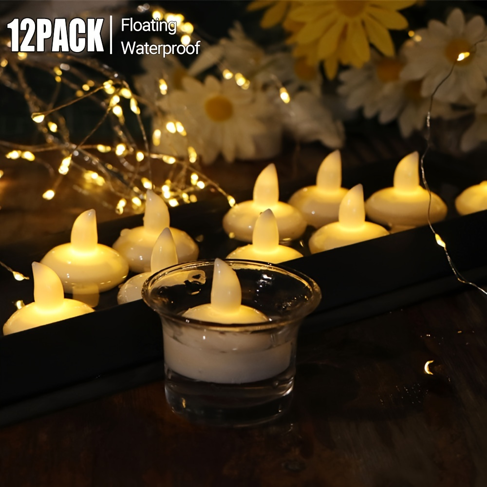 APPIE 12 pièces bougies flottantes sans flamme bougies chauffe-plat  étanches pour centres de table, fête sur la plage, jardin, églises 