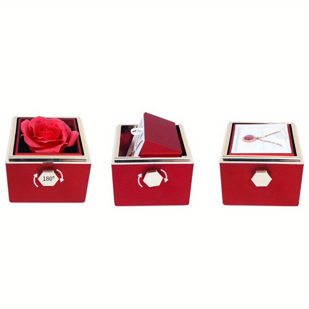 Flower Rotating Jewelry Box Creative Eternal Rose Gift Box - Temu