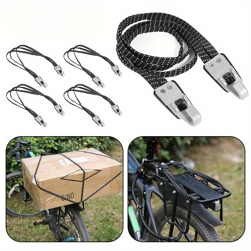 1 pieza /2 piezas, Banda elástica retráctil para portaequipajes de bicicleta, bastidores de carga para bicicletas, cuerda con correas de goma atadas, banda para maleta con ganchos de plástico