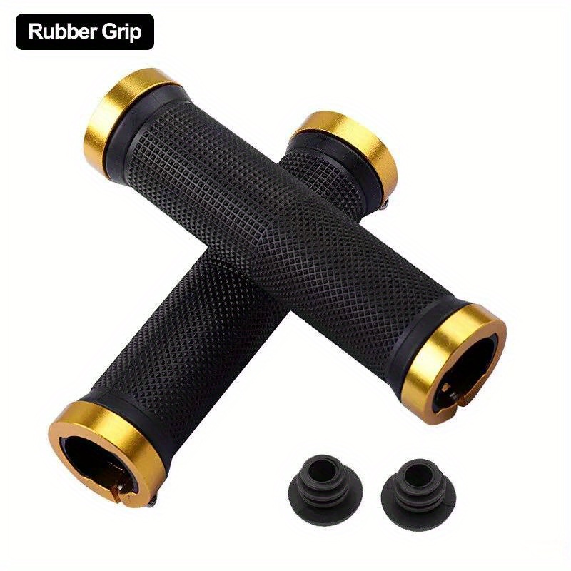 TEMU Bicycle Rubber Grips Mtb Alloy Lock Bilateral Lock Handlebar Grips Anti Slip Cycling Handlebar Sleeve Accessories