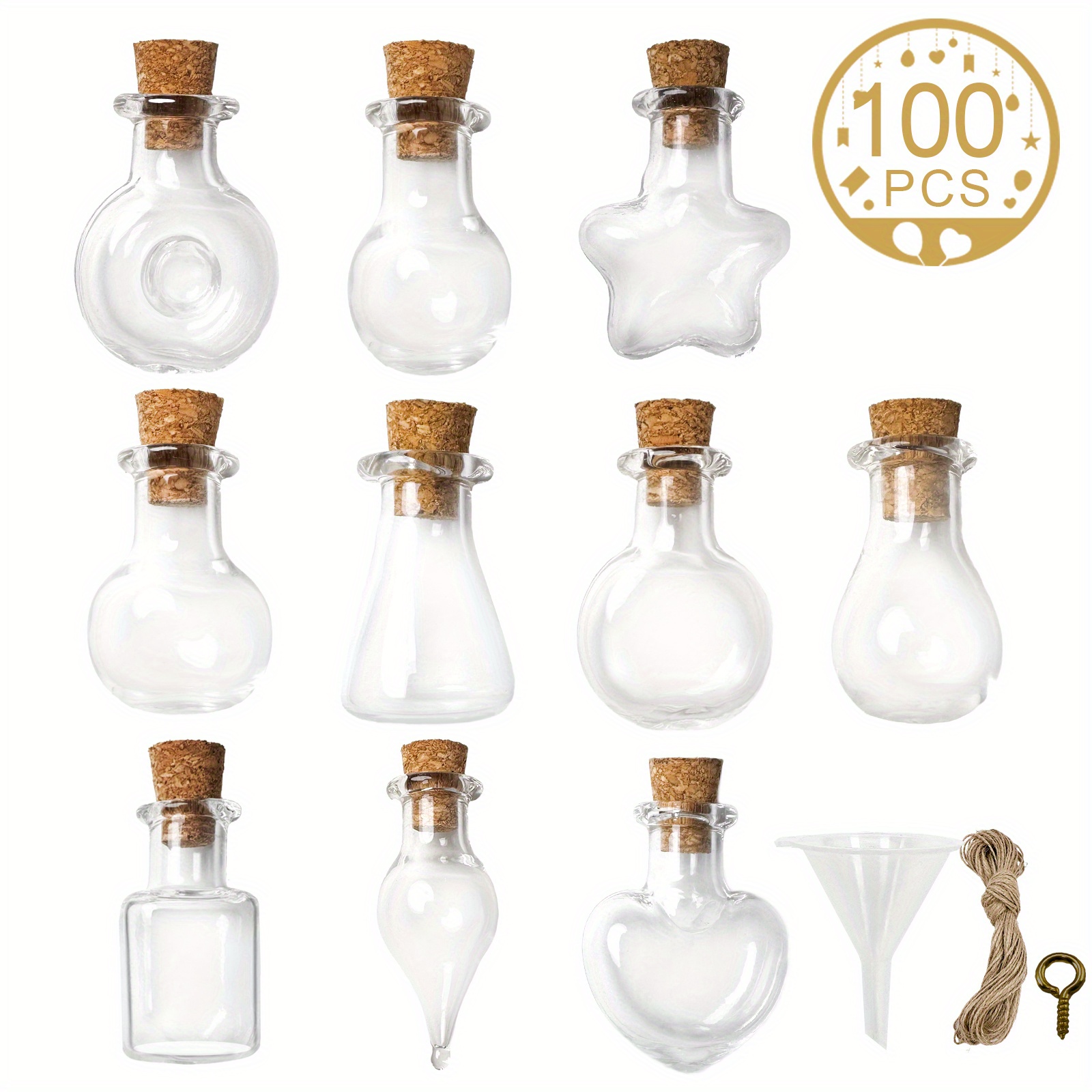Small Clear Vintage Glass Bottles with Corks, Bud Vases, Decorative,  Potion, Assorted Design Set of 12 pcs