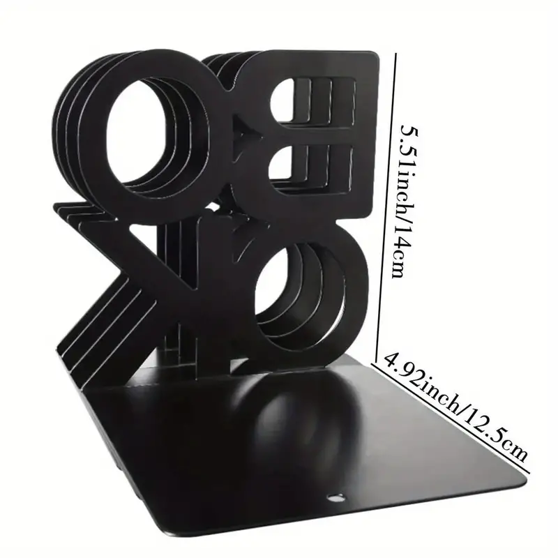 2pcs pair book letter shaped bookend metal desktop office bookends board retractable student book holder retro minimalist book rests for home room living room office bookshelf decor christmas valentines day new year gift details 4