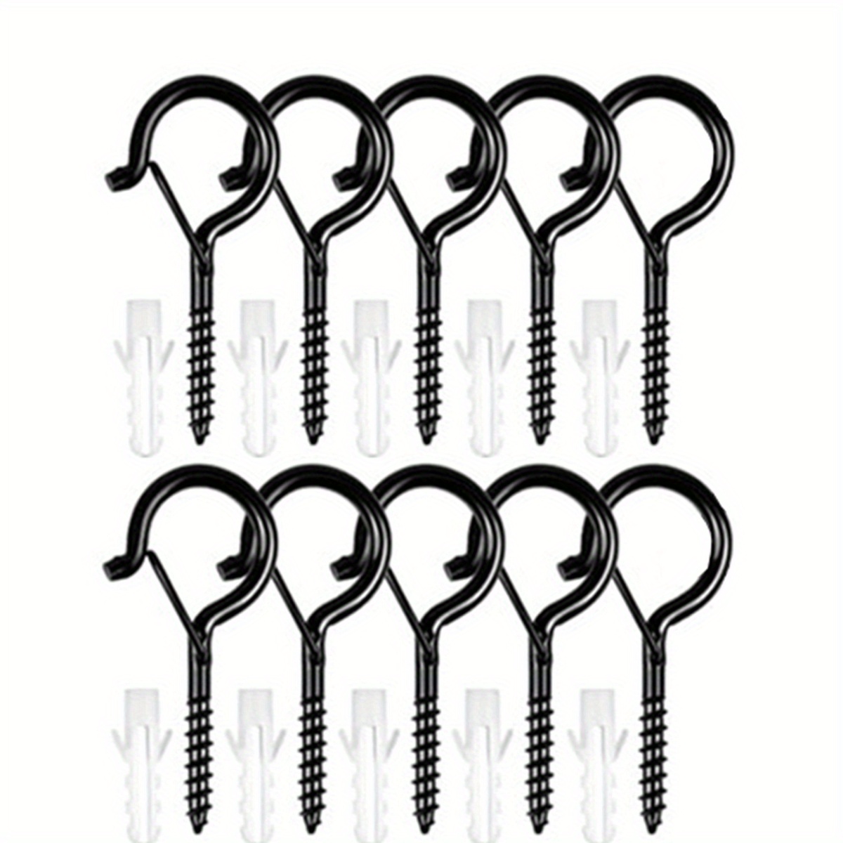 20 PCS 3 inches Q-Hanger Hooks with Safety Buckle, Screw Hooks for Outdoor  String Lights, Ceiling Hooks for Hanging Plants, Black