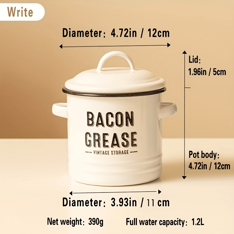 Bacon Grease Container, White Enamel Grease Container, Oil Container, Mesh  Grease Separation Filter, Kitchen Cooking Oil Container, Bacon Grease Filter,  Kitchen Supplies - Temu