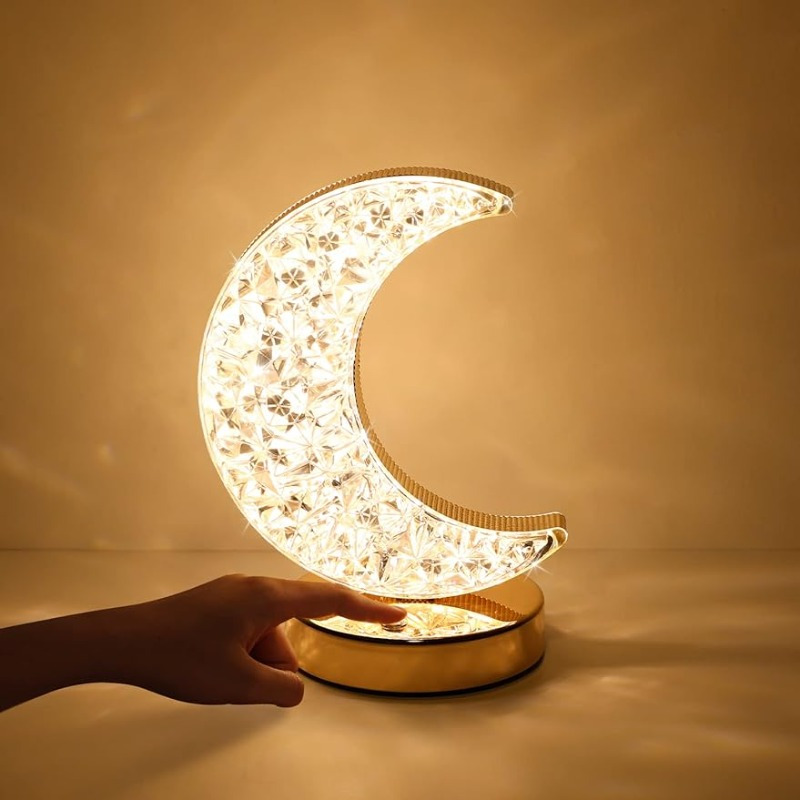 Lampe de lune Lumières du Ramadan, Lampe de table suspendue Lumière de nuit  du Ramadan Led Lune Star, Lampe de Croissant de Lune du Ramadan en fer,  Décor de l'Aïd