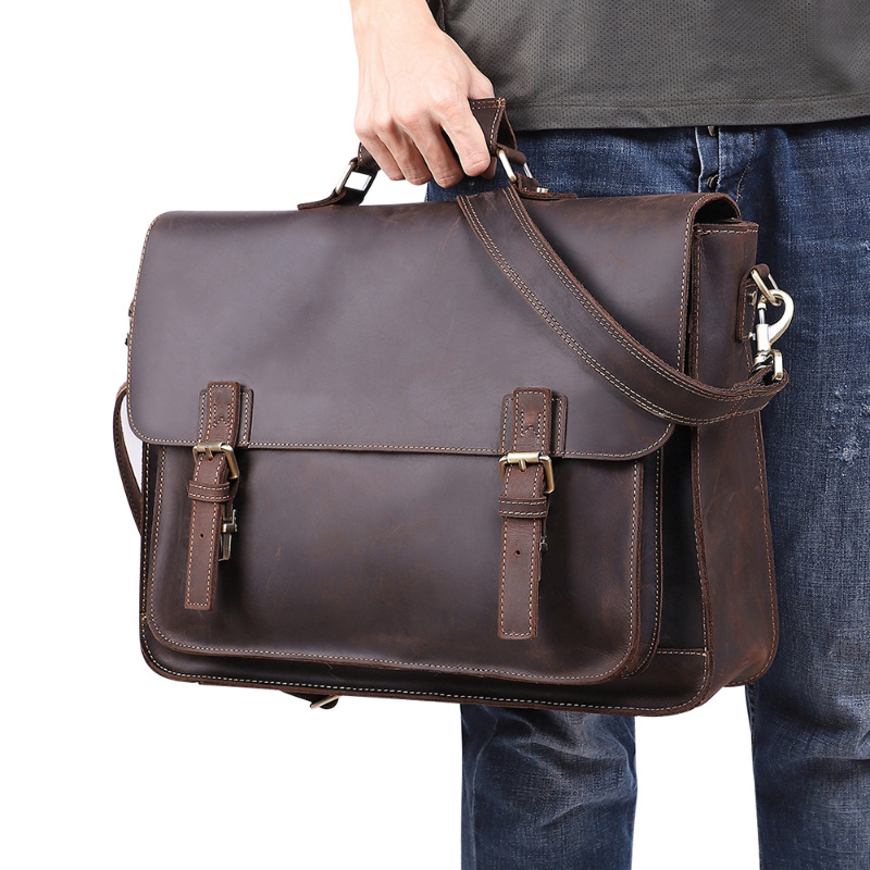 New Men s Computer Bag First Layer Cowhide Men s Bag Retro Crazy Horse Leather Briefcase Large Capacity Business Handbag School bags Valentines Gifts