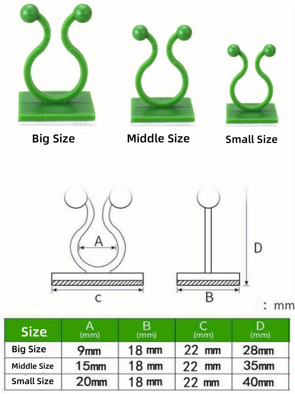 Big middle small size Wall Plant Clips Climbing Plants Green Temu