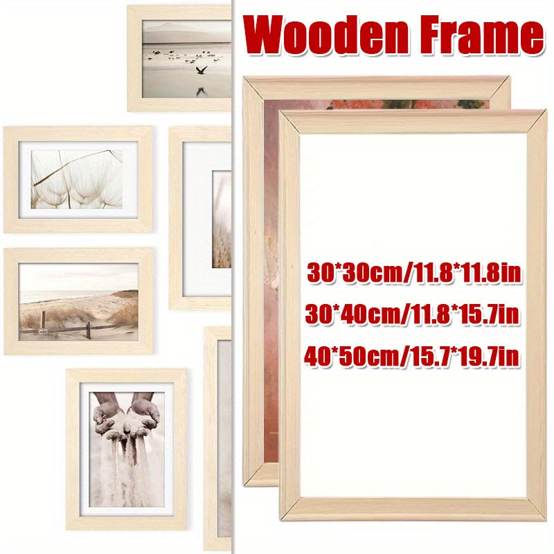 Marco de fotos cuadrado para colgar en la pared, decoración minimalista,  30x30, accesorio de exhibición de arte de madera, decoración del hogar -  AliExpress