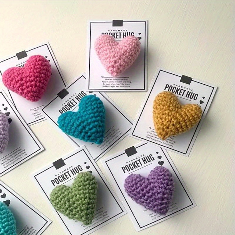 Cute Crocheted Heart Pocket Hug Small Gift Handmade - Temu