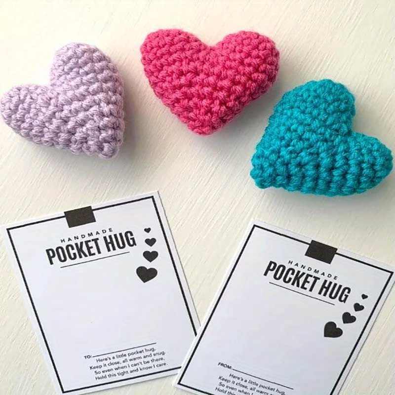 Cute Crocheted Heart Pocket Hug Small Gift Handmade - Temu