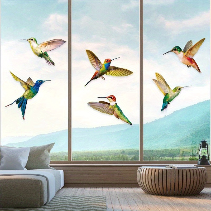 

6 Pieces Hummingbird Window Clings Anti-collision Window Clings Decals To Prevent Bird Strikes On Window Glass Non Adhesive Vinyl Cling Hummingbird Stickers