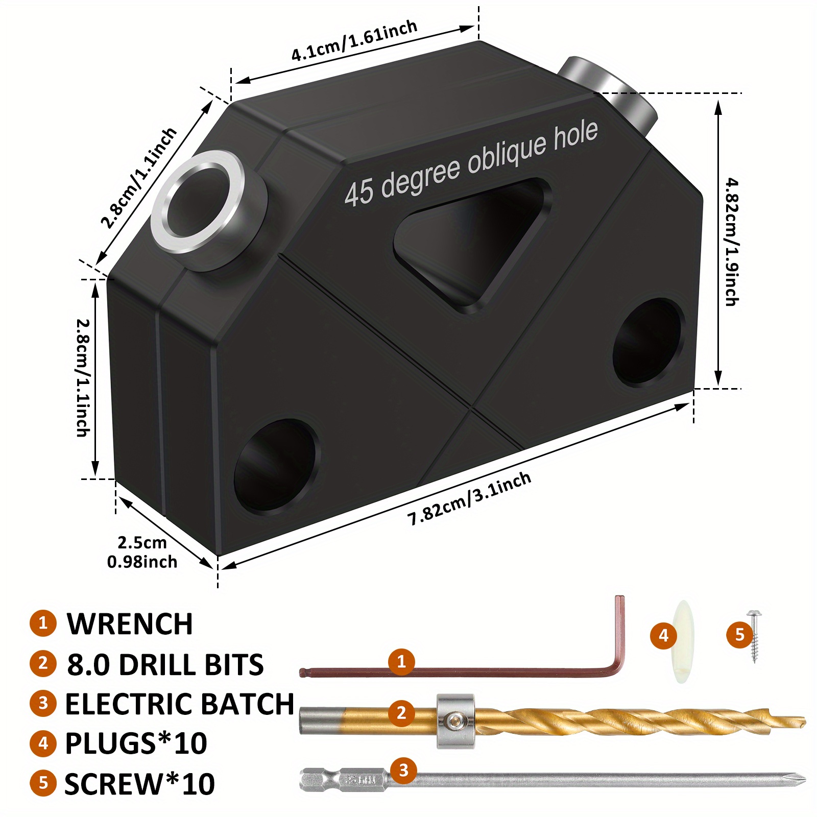 45° Angle Drill Guide Jig Aluminum Alloy Dowel Jig Kit 45° Temu Australia