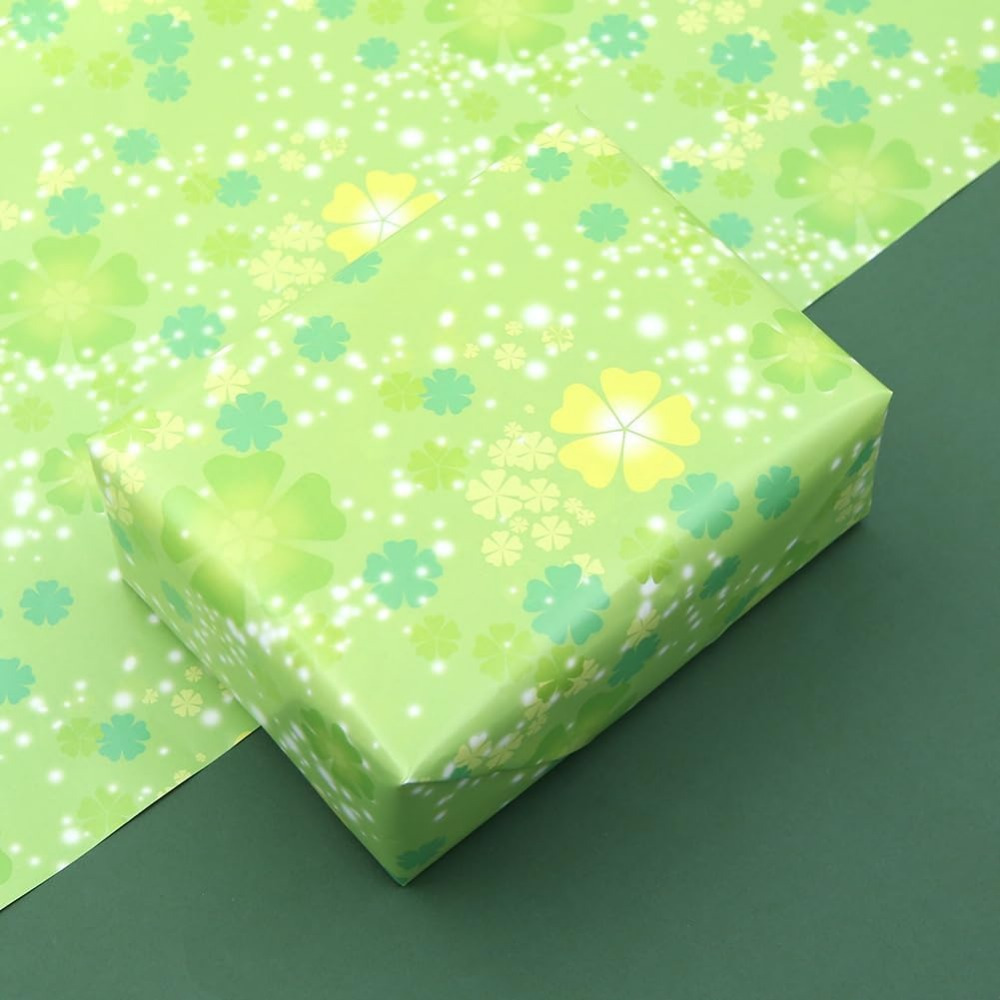4 Sheets, Unique Five Leaf Clover In Emerald Green Gift Wrapping Papers  Folded Flat 20x30 Inches Per Sheet, Gift Wrap For St. Patrick's  Day,Wedding, B