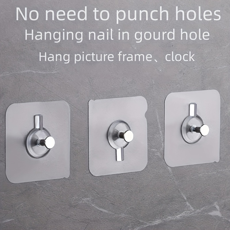 Plastic Transparent Hook Punch Free Self Adhesive Hook - Temu