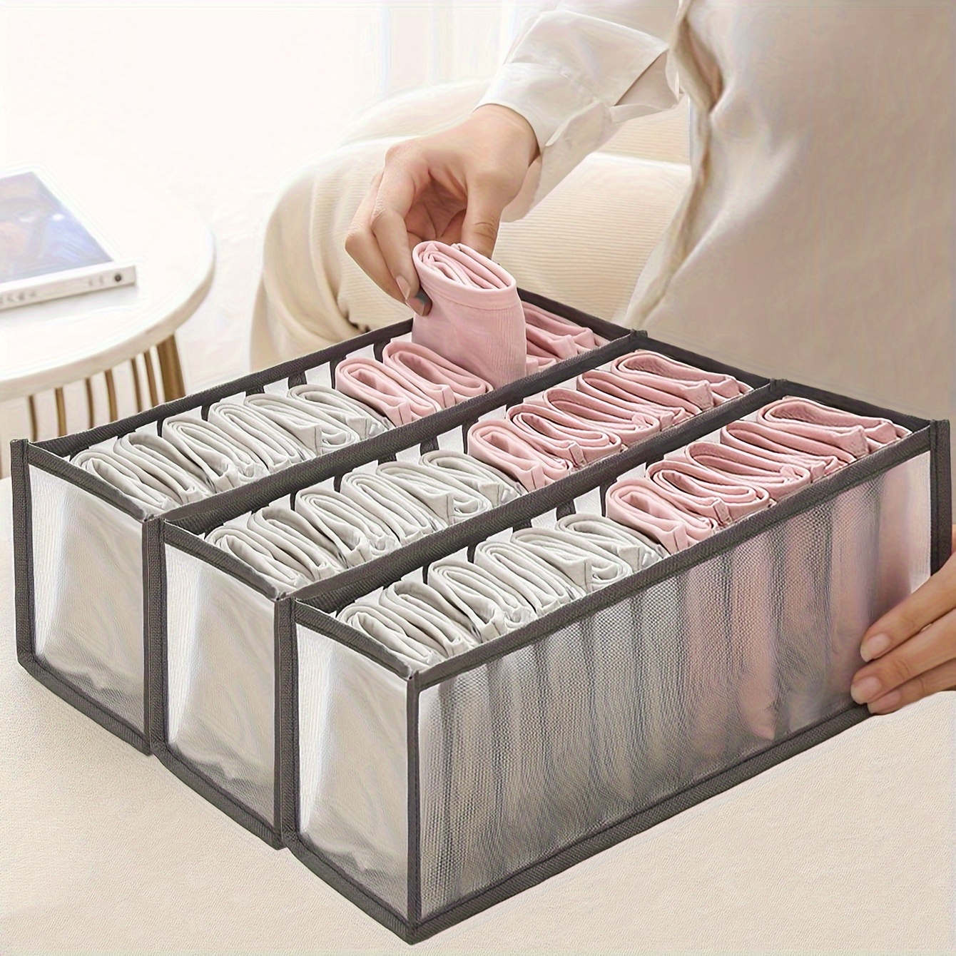 Underwear Storage Box Transparent Mesh Clothes Storage Box - Temu