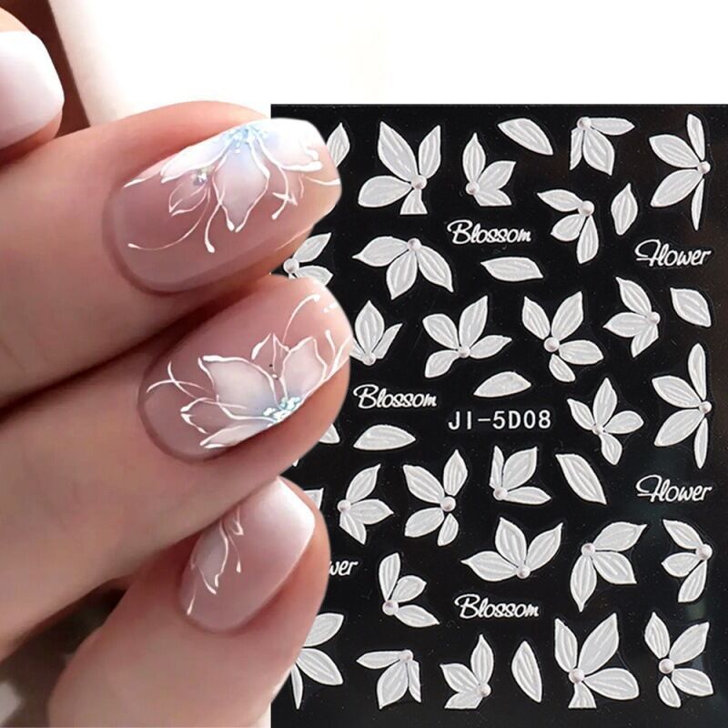 Flower Nail Art Stickers Decals 6Sheets Spring Rose 3D Self-Adhesive Nail Stickers  Flowers Rose Butterfly Design Nail Decals for Nail Art Women Girls Acrylic  Nails Decorations DIY Nail Art Supplies