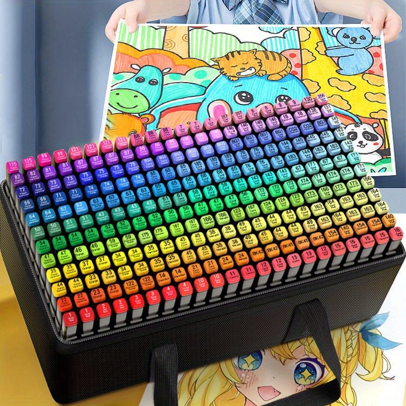 Shuttle Art Rotuladores artísticos de doble punta, 105 colores finos y de  punta de pincel en estuche portátil con 1 libro para colorear para niños