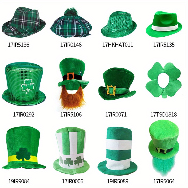 

1pc, St. Patrick's Day Hat, St. Patrick's Day Party Accessories, Irish Holiday Party Costume Dress Up, St. Patrick's Day Lucky Clover Decoration Supplies