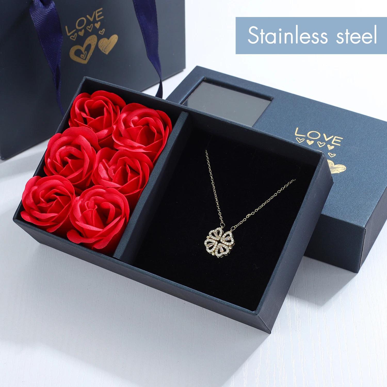 I Love You Heart Rose caja de regalo para mujeres, regalos de Navidad para  novia, nuevo en moda, collar romántico, anillo, joyero, 2023