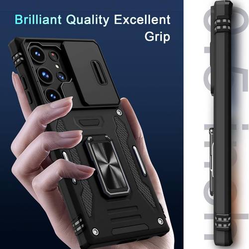 phone case for samsung s26 s25 s24 s23 s22 s21 s20 42 a22 a 32 a33 a51 a52 a72 a71 a73 a53 a14 a 34 a54 a23 case with slide camera cover built in rotated ring kickstand full camera protection protective case
