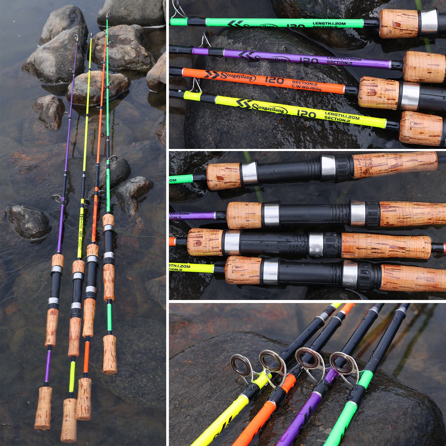 Sougayilang Boat Fishing Rod Set 2 Section Carbon Fishing Rod and