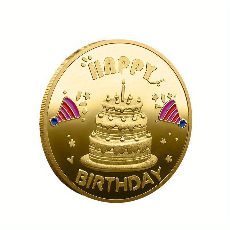 Happy Birthday Lucky Coin Creative Gift Collectible Golden - Temu