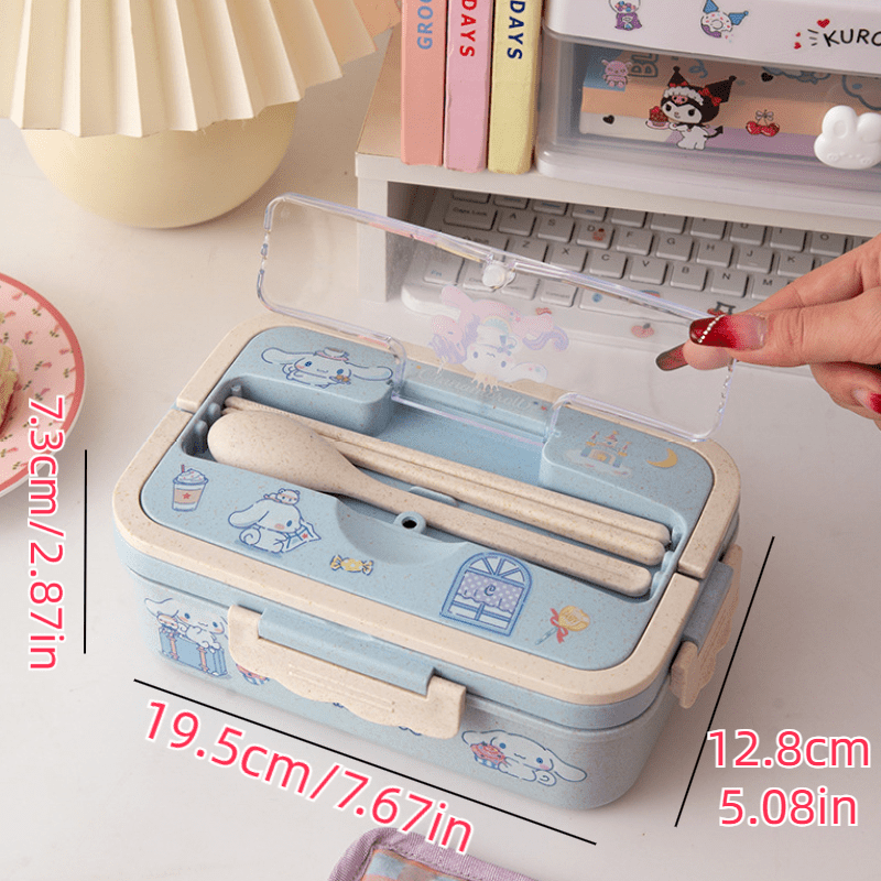 Hello Kitty Kuromi Cinnamoroll Melody Cartoon Lunch Box Anime Bento Box  With Cutlery Set, 3 Compartments Food Container, Microwave Safe, For  Students And Workers, Kitchen Travel Accessories - Temu