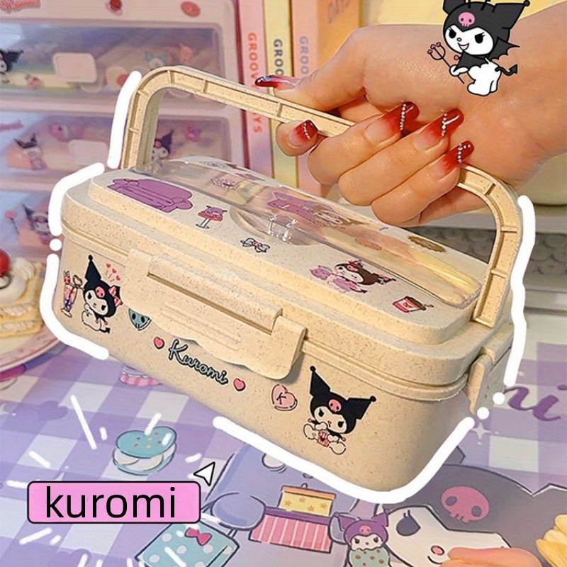 Hello Kitty Kuromi Cinnamoroll Melody Cartoon Lunch Box Anime Bento Box  With Cutlery Set, 3 Compartments Food Container, Microwave Safe, For  Students And Workers, Kitchen Travel Accessories - Temu