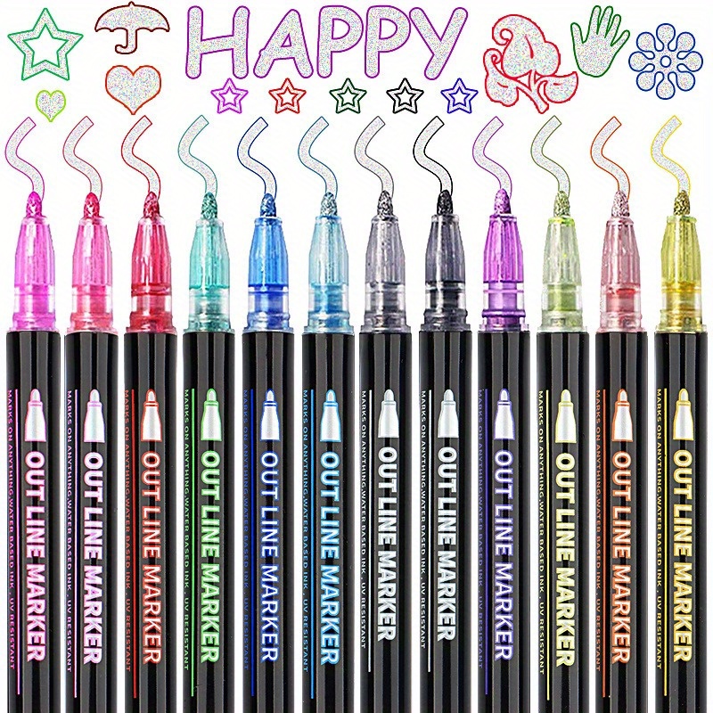 Haile 12 Colors Permanent Paint Pens Metallic Markers Pen