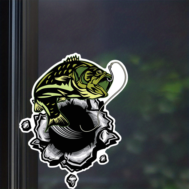 Angry Fishing Lure Sticker Funny Fish Decal Laptop Boat Car Window Bumper  Graphic