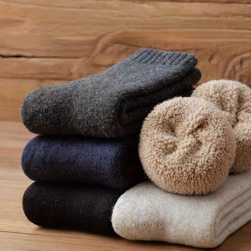 1 Paire De Chaussettes Doublées En Peluche Thermique Et Chaude, Épaissir  Les Chaussettes De Neige Chaudes D'automne Et D'hiver - Temu France