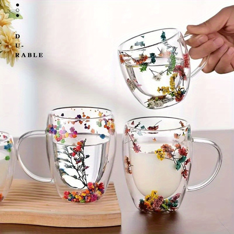 1pc Tazza Da Caffè In Vetro Con Fiori Secchi Tazze Da Caffè - Temu Italy