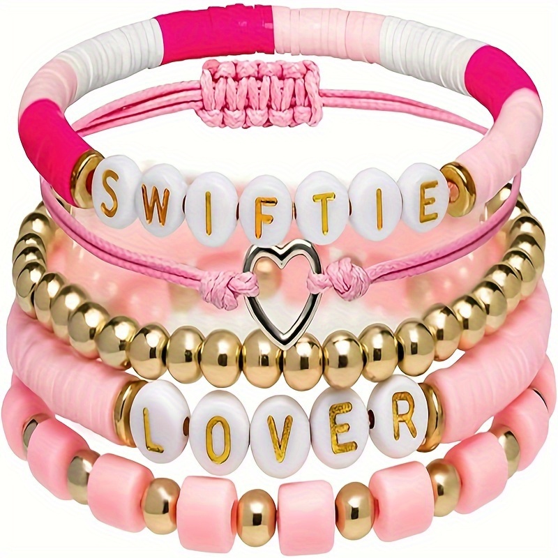 Taylor Summer Clay Beads Set Jewelry Friendship Bracelet Bohemian Layering  Beach 1989 Bracelets Swift Inspired Bracelet Music