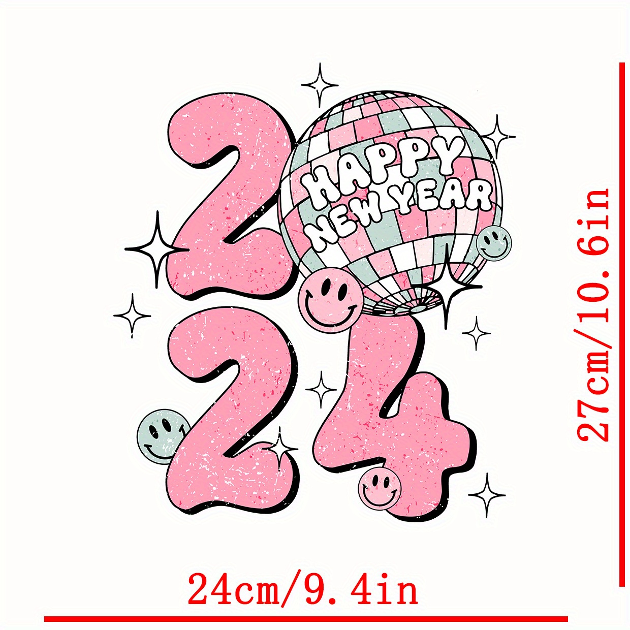 Happy New Year 2024 Disco Ball Pattern Heat Transfer - Temu