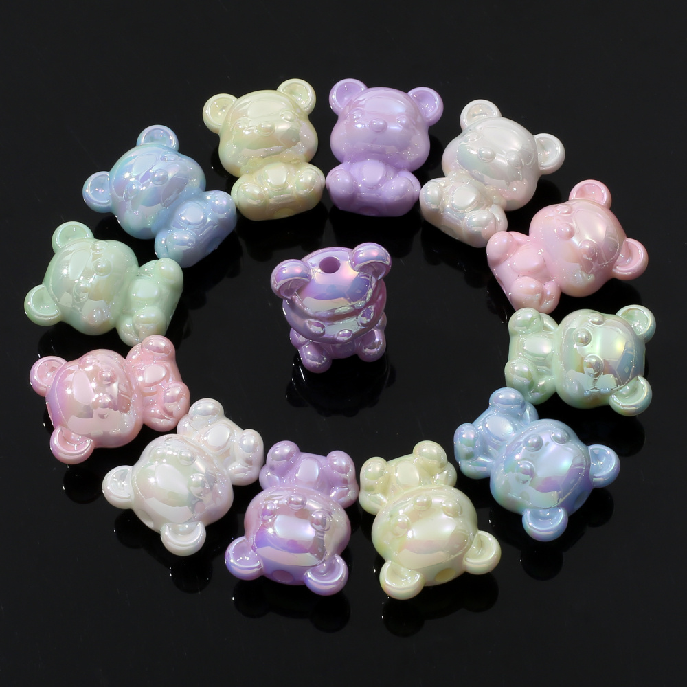 

10pcs 17x21mm Ab Colorful Animal Bear Acrylic Loose Spacer Beads For Jewelry Making Diy Necklace Bracelet Earrings Handmade Craft Supplies