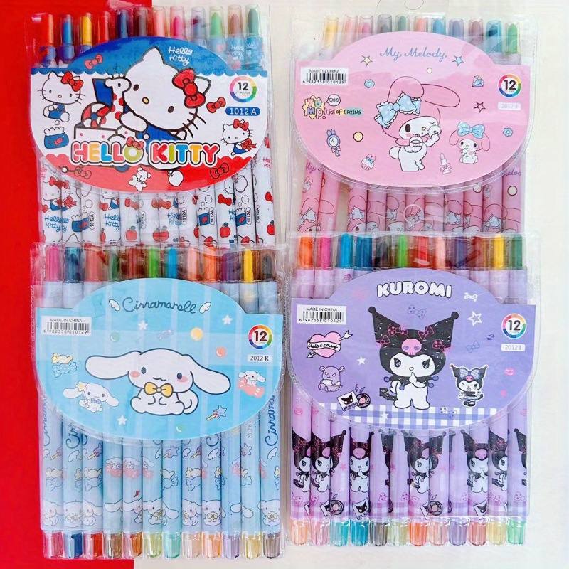2023 Sanrio Stationery Set Kawaii Hellokitty Mymelody Kuromi Student  Cartoon Pencil Ruler Eraser Set Children's Stationery