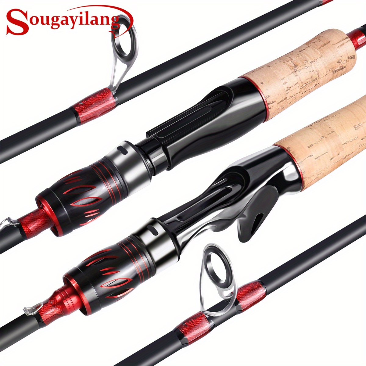 Sougayilang 1pc 2-section 165cm/5.4ft Spinning & Casting Rod With Cork  Handle For Freshwater