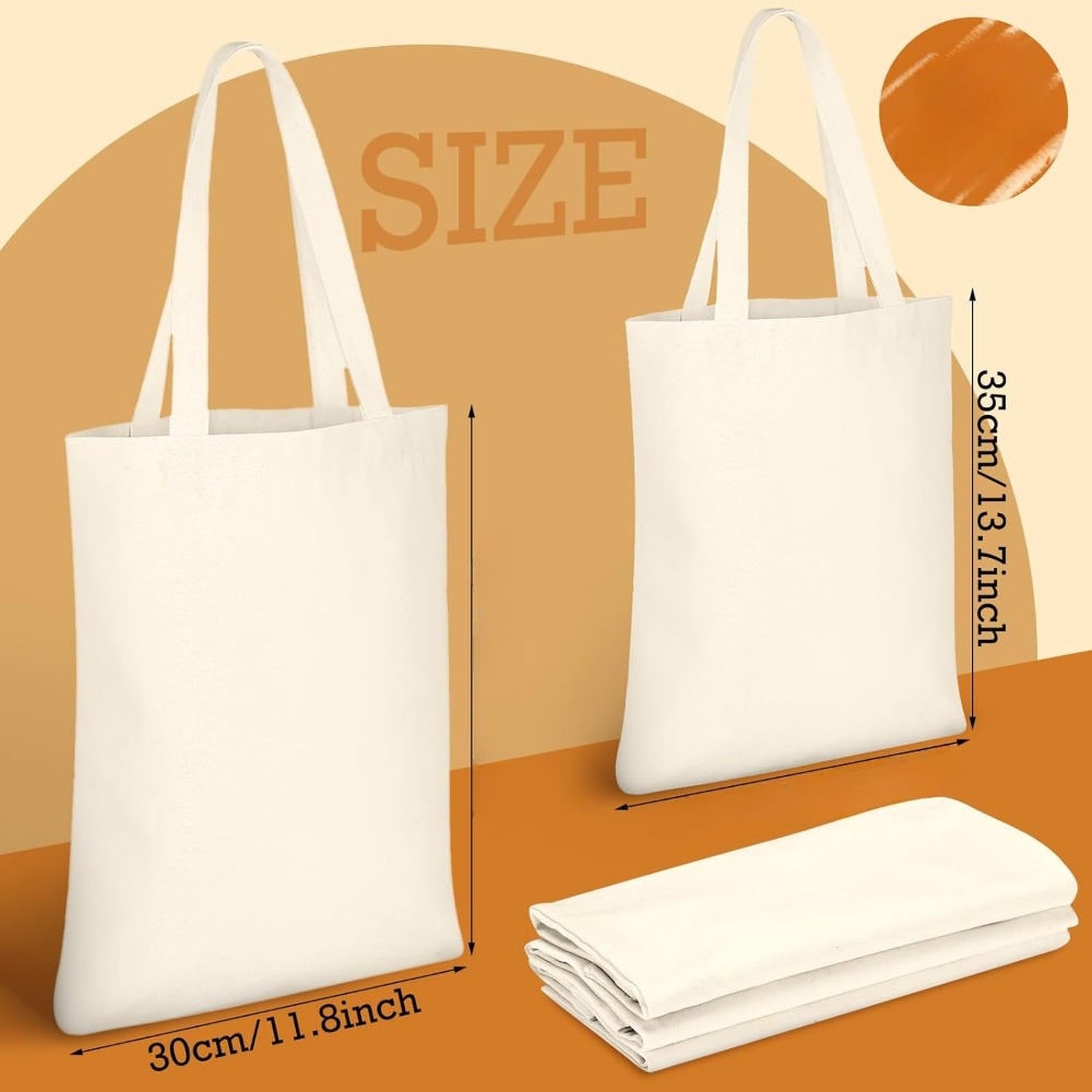 Draw blank Canvas Tote Bags. 2 | 5 | 6 | 12 | 24 |32 Pack Suitable for DIY,  foldable, craft & gift bags heavy duty, washable