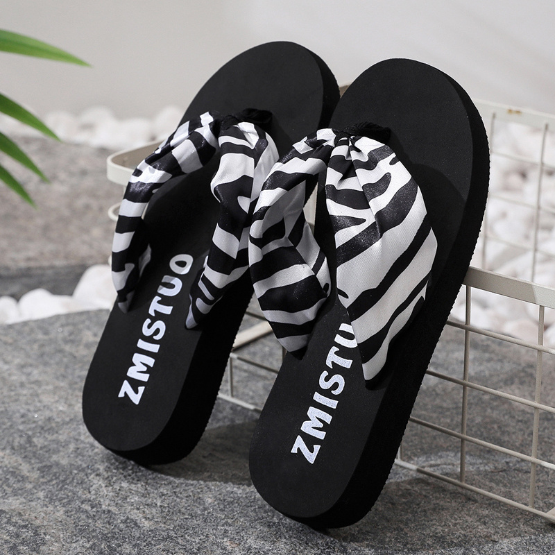 

Women's Zebra Print Flip Flops, Fashion Clip Toe Wedge Slide Shoes, Casual Lightweight Outdoor Beach Slides