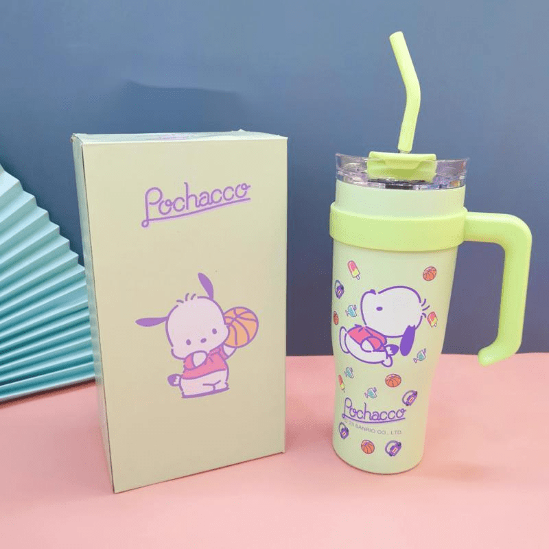 Kawaii Sanrio Pochacco Hello Kitty Cinnamoroll Cartoon 1200Ml Straw  Insulation Water Cup High Capacity Portable Life Supplies