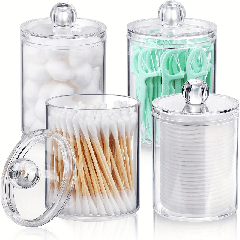 Cotton Swab Box, Press Type, 4-compartment Dental Floss Storage Container,  Dustproof Cylinder, Toothpick Jar, Dustproof And Waterproof, Suitable For  Bathroom, Bedroom, Living Room - Temu