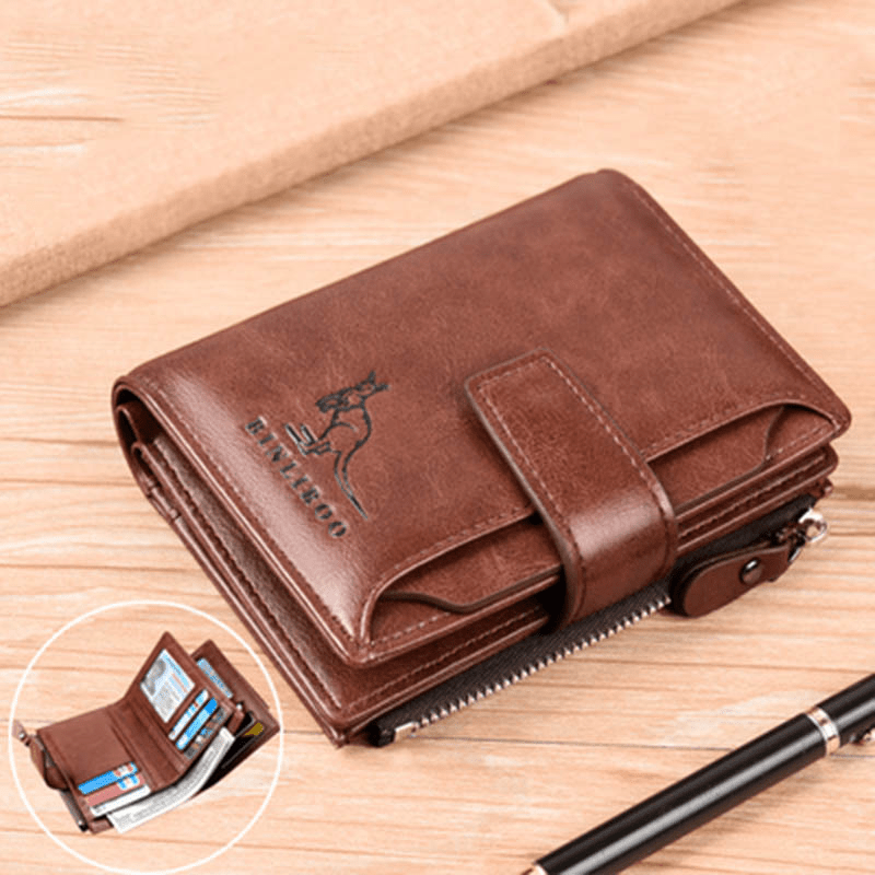 TEMU 1pc Men's Purse Wallet, Fashion Rfid Blocking Faux Leather Wallet, Zipper Business Card Holder Id Money Bag Wallet