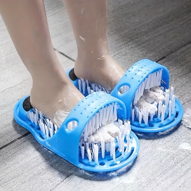 

1pc Hypoallergenic Shower Foot Scrubber & Massager Slipper - Spa-quality Exfoliating Bath Shoe With Dead Skin Remover File And Suction Cups