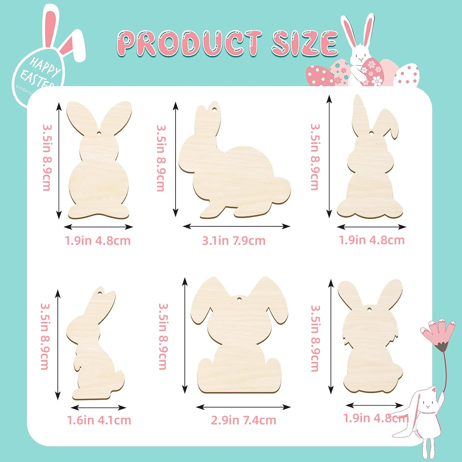 Rabbit Shape Wood Cut Out Unfinished Wooden Easter Bunny Animal Shape